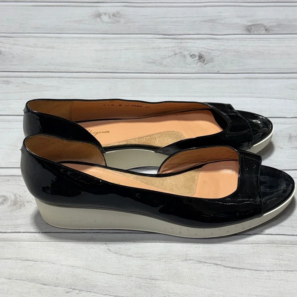 Robert Clergerie Wedge Sandals Women 41.5 US 11 Black Patent Leather France